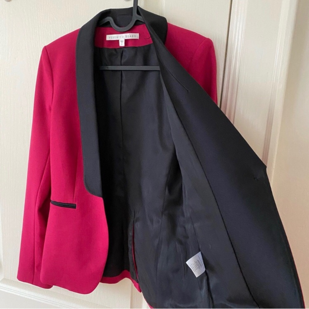 $650 Veronica Beard Keaton Shawl Lapel Tuxedo Fuchsia Pink Wool Jacket Blazer 0 - Picture 11 of 14